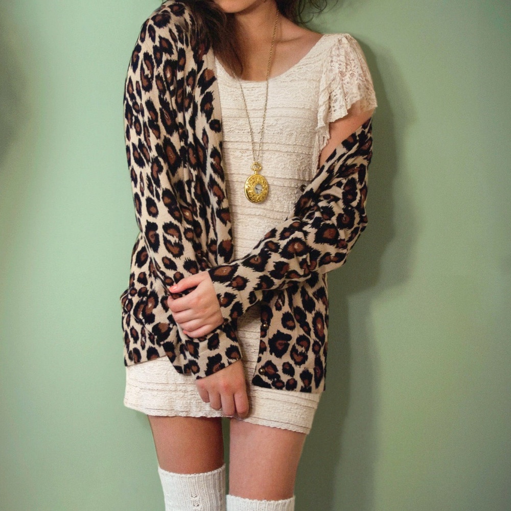 Leopard Print Cardigan with Gold Buttons
